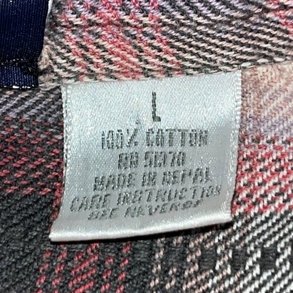 BRITCHES GREAT OUTDOORS Aztec Plaid Flannel Button Down Shirt - Made in Nepal -L - Picture 10 of 11